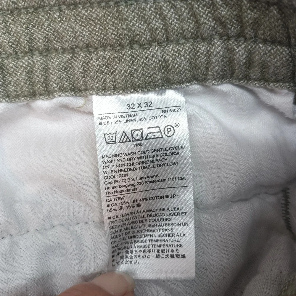 Banana Republic Mason Athletic Tapered Green Linen Blend Pants Men 32x32 (32x26)